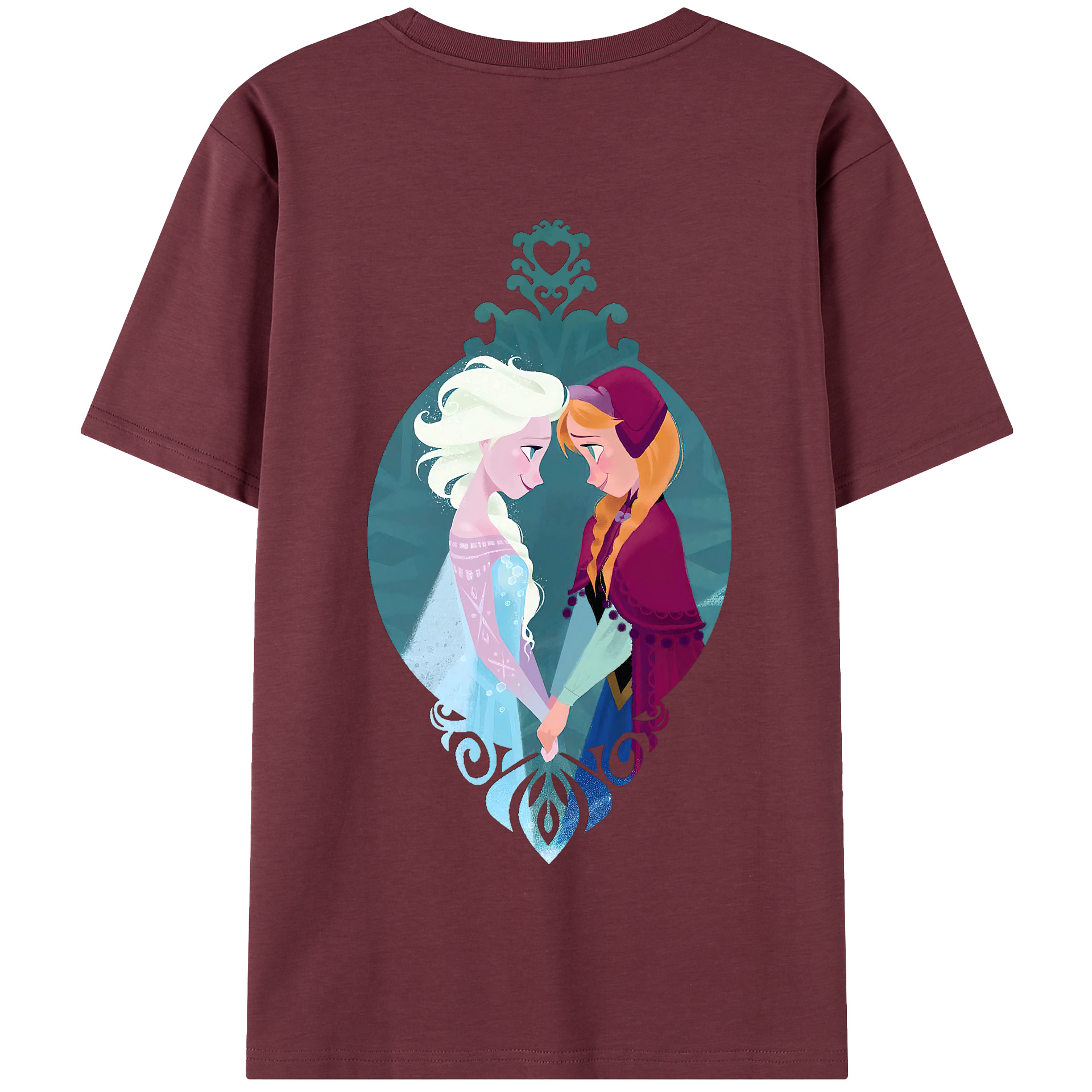 （画像用） アナと雪の女王 アンナ エルサ Frozen Anna Elsa 綿100％半袖Tシャツ（背面プリント）